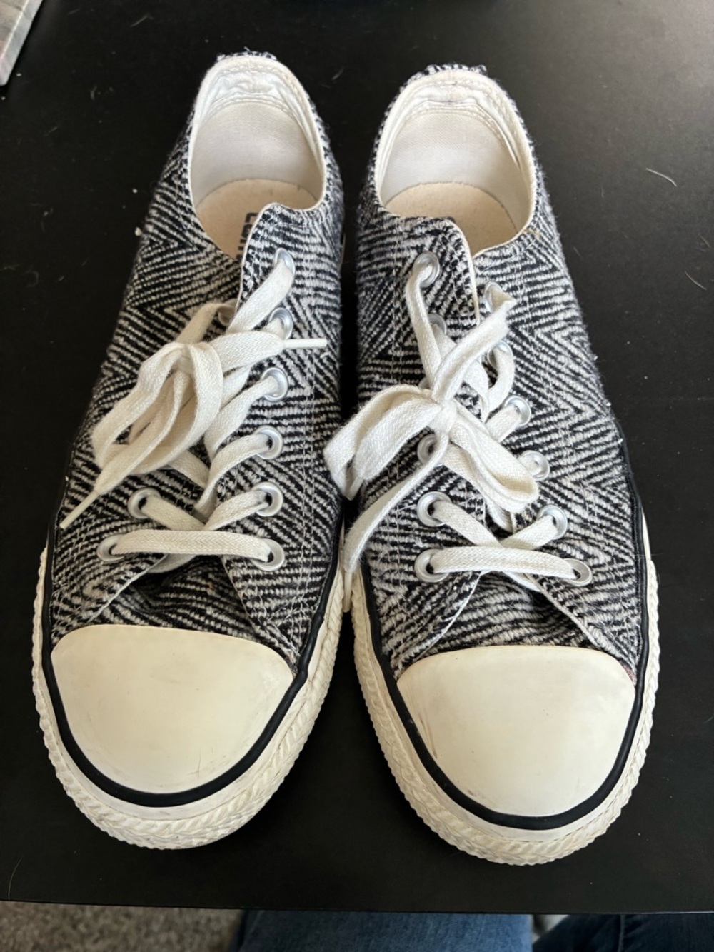Converse Black & White Chevron Canvas Low-Top Sneakers